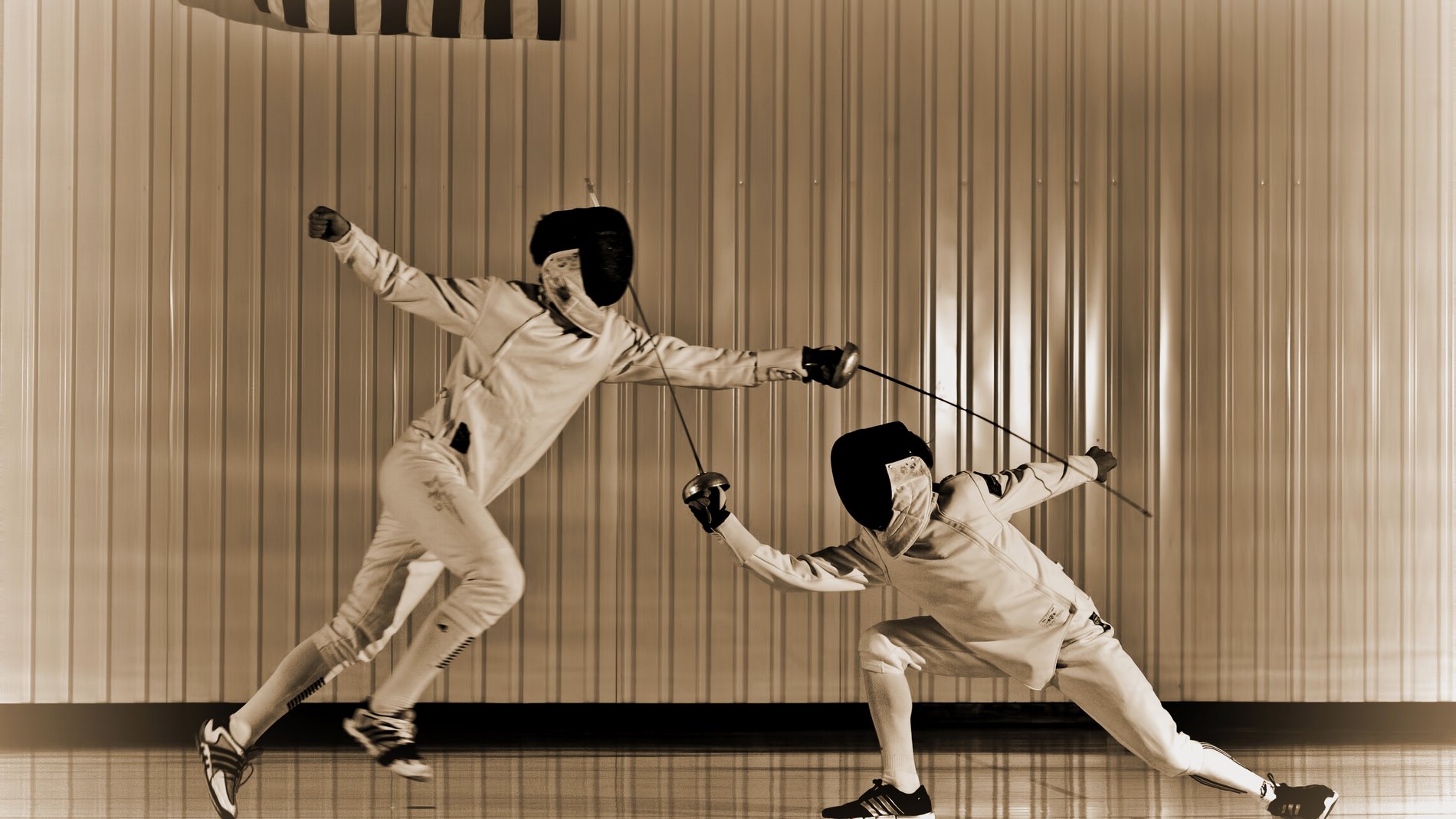 Fencers training at Woodlands Fencing Academy